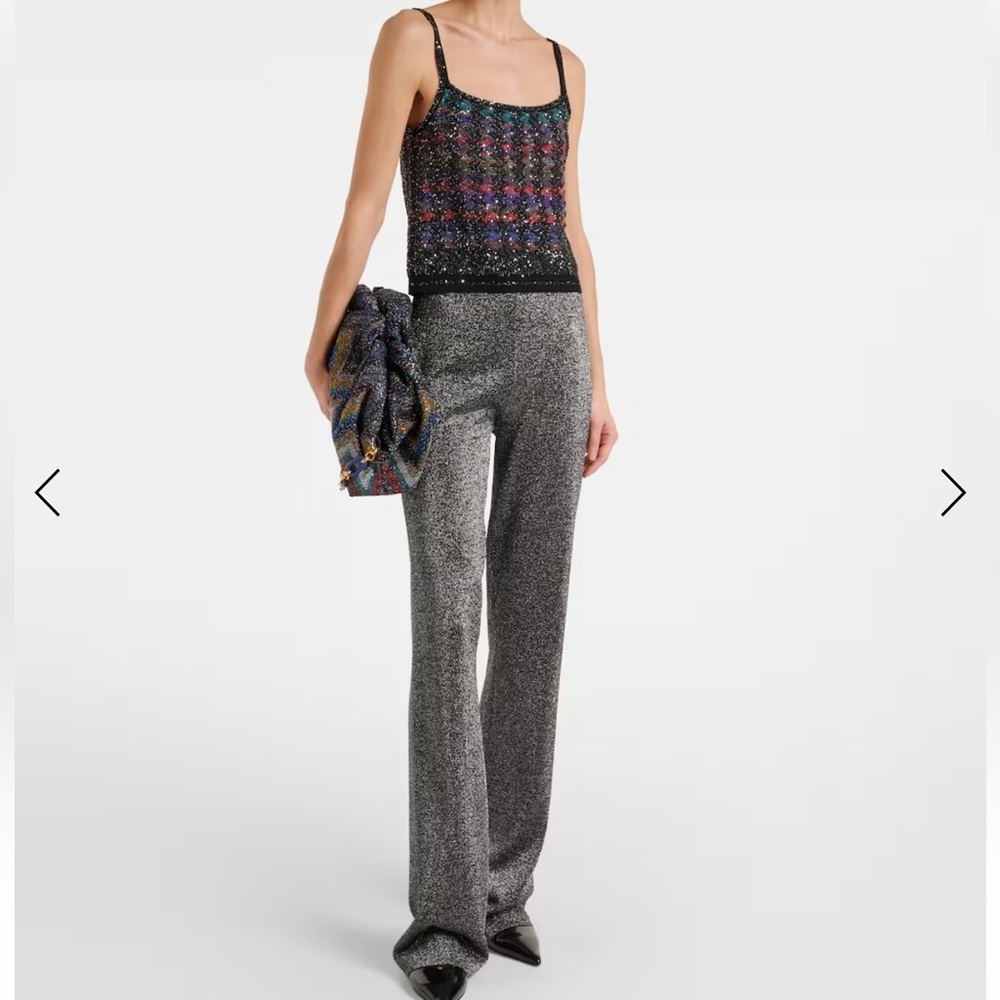 NWT New Missoni Metallic Shimmering Flared Pants in Dark Gray Size 48